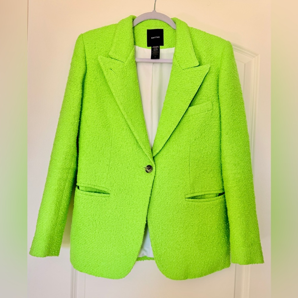 Smythe Neon Lime Textured One-Button Blazer
